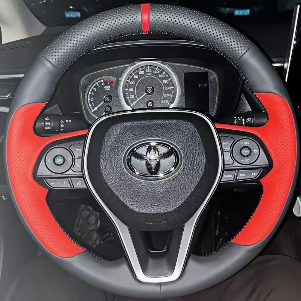 Custom Car Steering Wheel Cover Leather For Toyota Corlla Camry Yaris Auris C-HR RAV4 Avant Steering Wrap Auto Accessories