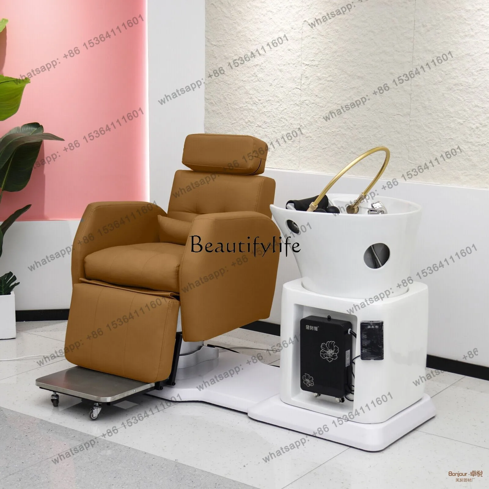D30Barber Shop Multifunctional Electric Rotating Lifting Shampoo Bed Semi-Full Lying Dual-purpose Bed Hairdressing Flush Bed