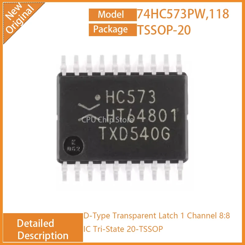 50Pcs/Lot  New Original  74HC573PW,118  74HC573PW   New Original  D-Type Transparent Latch 1 Channel 8:8 IC Tri-State 20-TSSOP