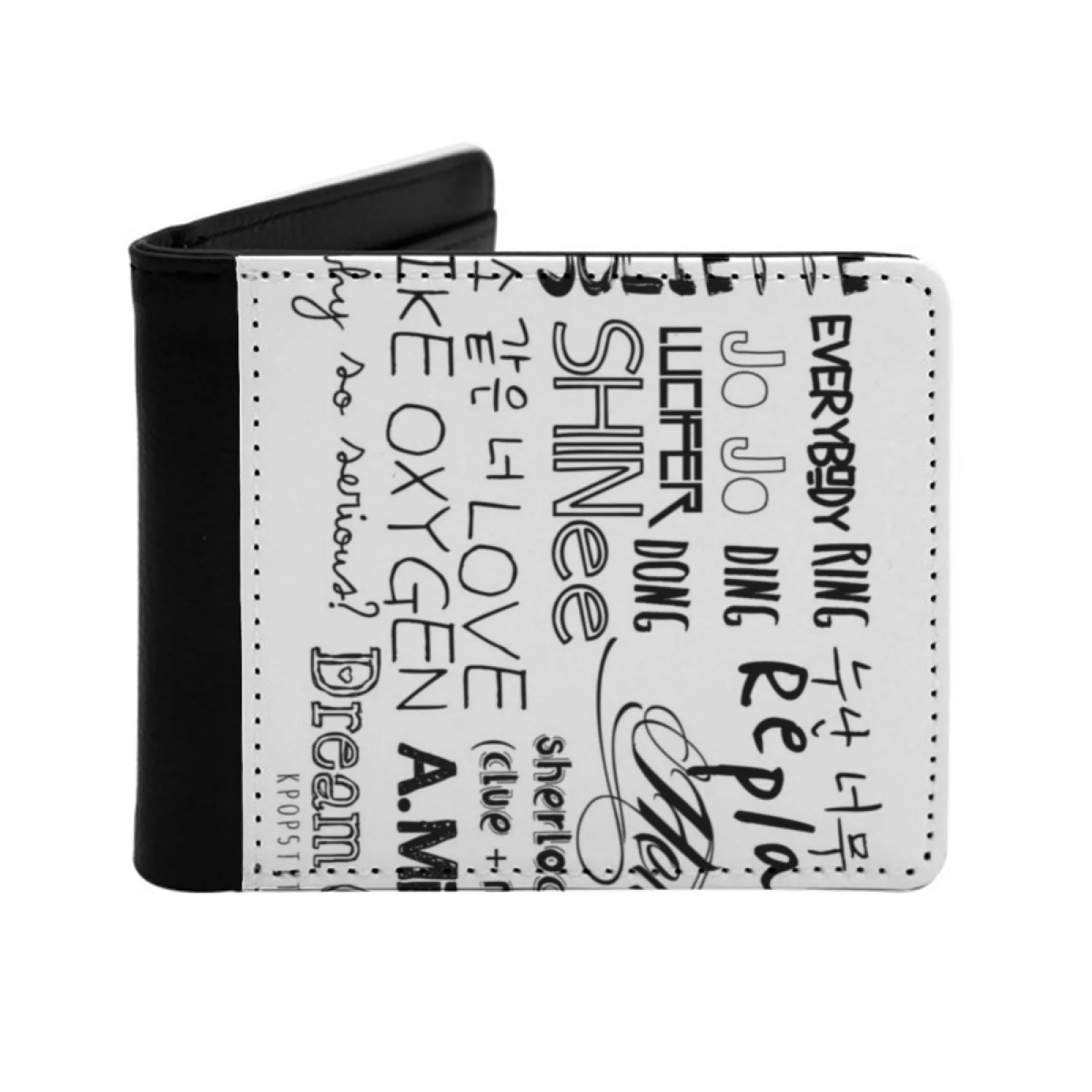 

Shinee Singles 2008 2013 Personalized Men's Leather Wallet Credit Card Pouch Purse Shinee Kpop Korean Onew Jonghyun Key Minho