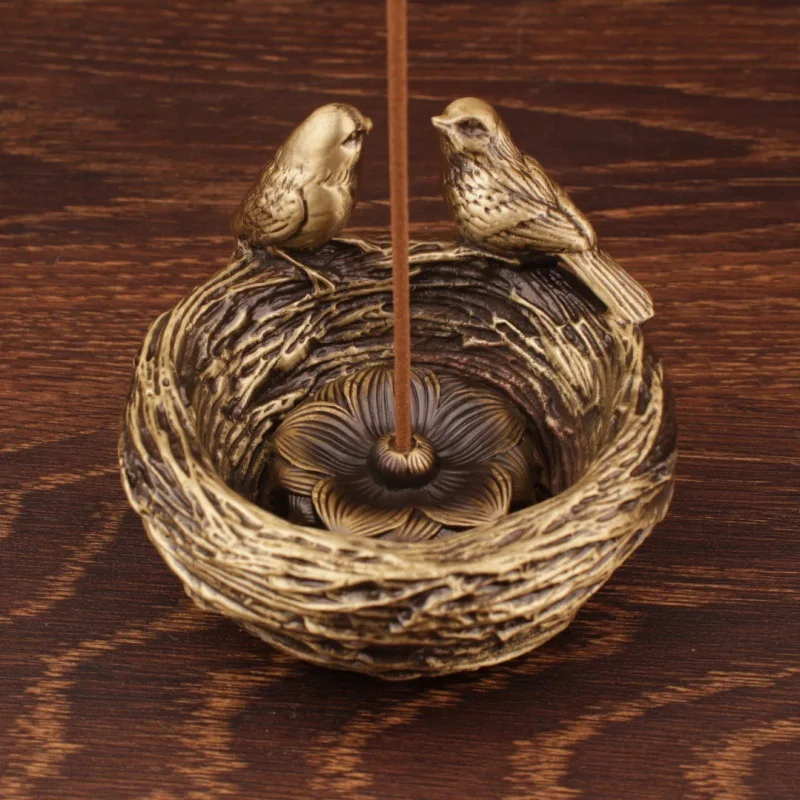 

Brass Ornament Bird's Nest Bird's Nest Handicraft Simulation Bird's Nest Incense Holder Craft Small Ornament Brassware Brass Orn