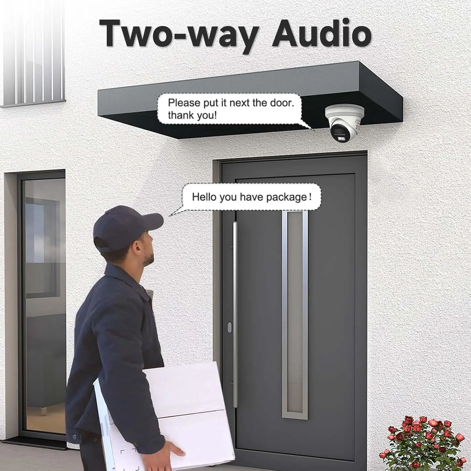 8MP Ip Camera Poe Active Deterrence Turret Outdoor Security Camera IP67 Two-Way Audio Color Vision 98ft, 2.8mm Full Metal