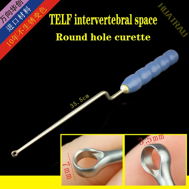 

Telf intervertebral space round hole curette orthopedic instruments medical spine lumbar pedicle scraper hollow scoop Cancellous