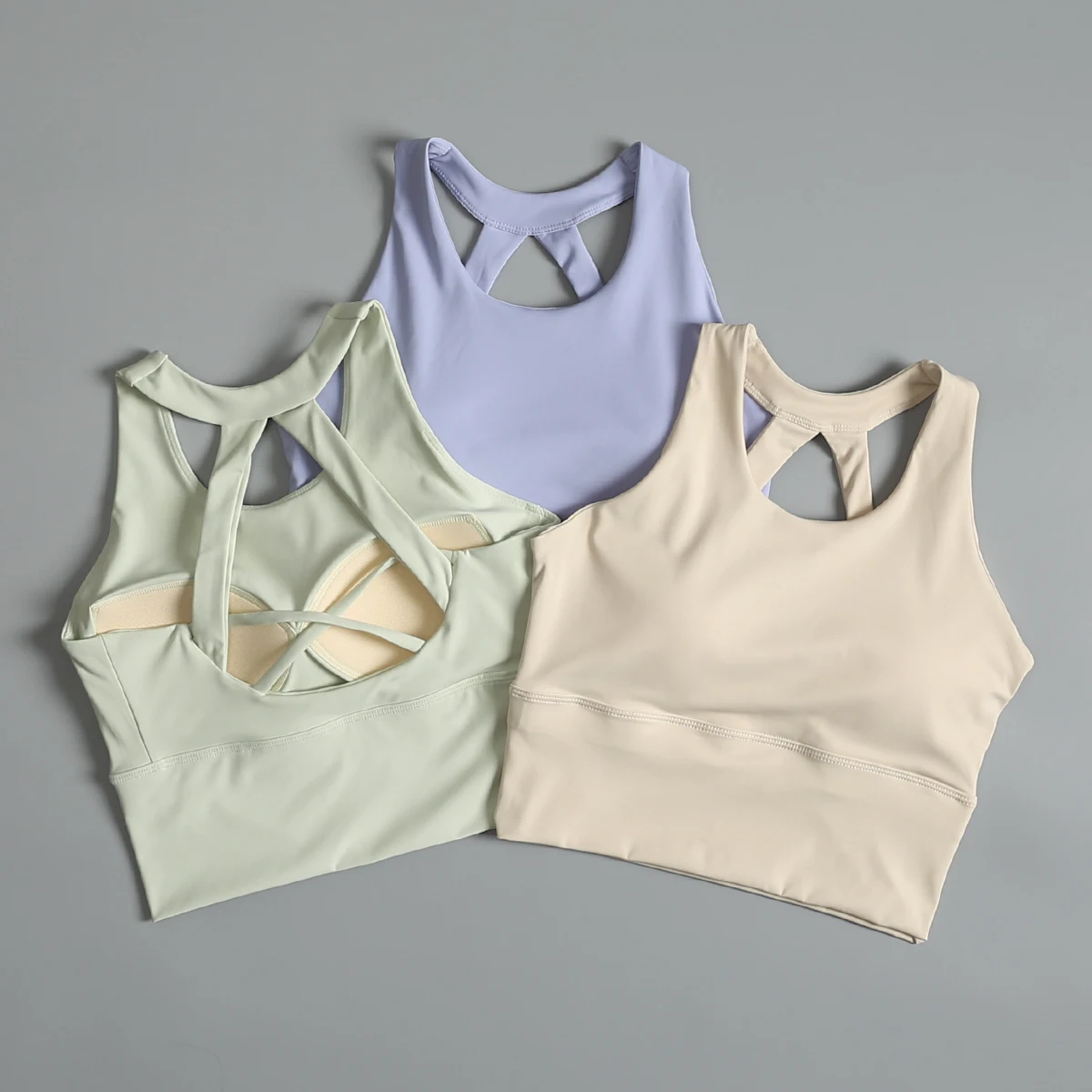 Women's Sports Bra Fitness Running Training Shockproof Gathered One-Piece Vest Style Yoga Top with Padded No Steel Ring Support