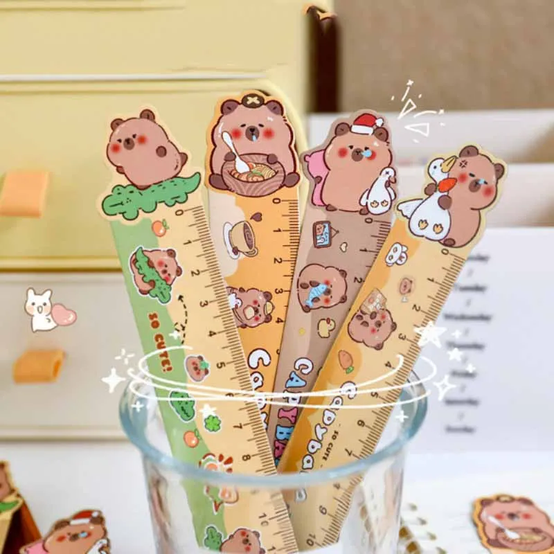 60pcs/lot Kawaii Capybara Magnetic Ruler Cute Bookmark Measuring Drawing Tool Promotional Gift School Supplies