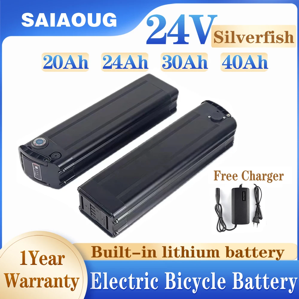 

24V 24ah Batterie Lithium Silverfish Battery 36V 35V 40ah Velo Rechargeable 24ah 20ah 30ah 48 52 60 72 Volt Lithium Battery Pack