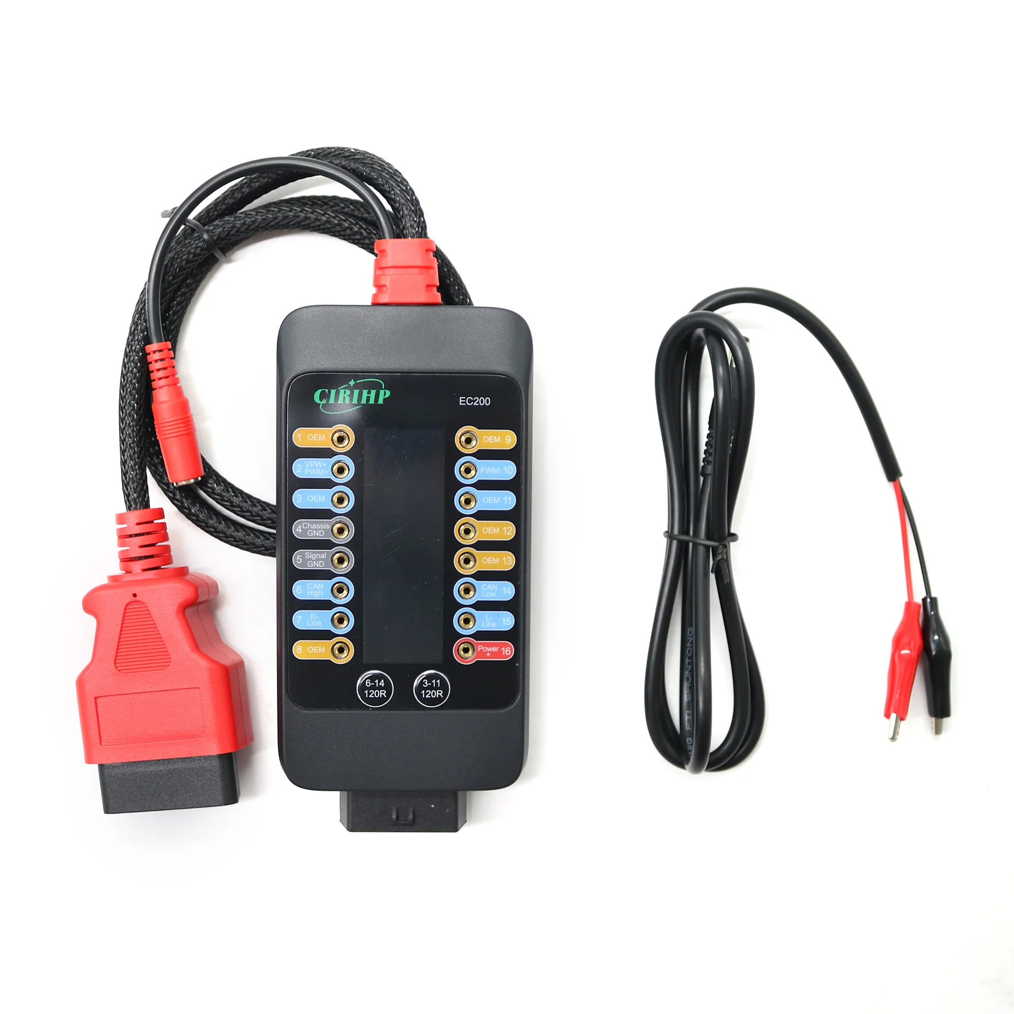 CIRIHP OBD2 Breakout Box with LCD Digital Vrms Display CAN Tester Box ECU Testing Tool on Bench Built-in 120Ω Switch And Cables