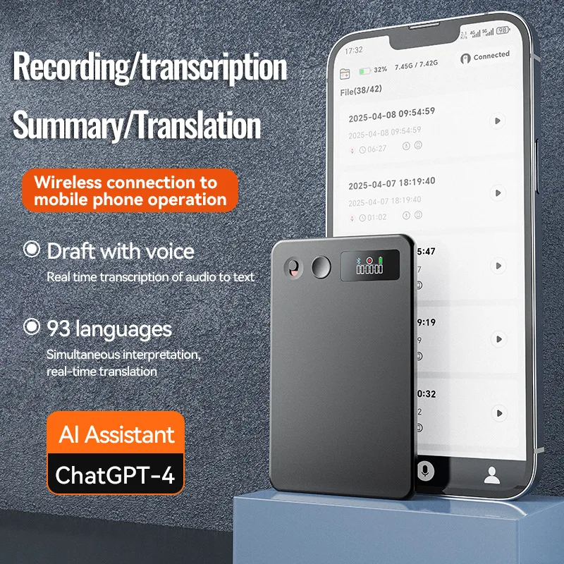 

New A3P AI Recorder ChatGPT Real-time Transcription Translation Recording Noise Reduction APP Control Recording Mind Map