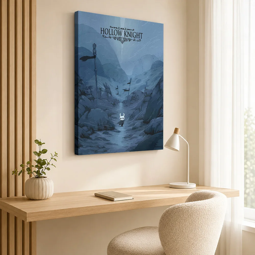 Hollow Knight Blue Valley Wanderer Canvas Print Posters Dark Wall Decor With Personalized Photo For Studio Ideal Collector Gift