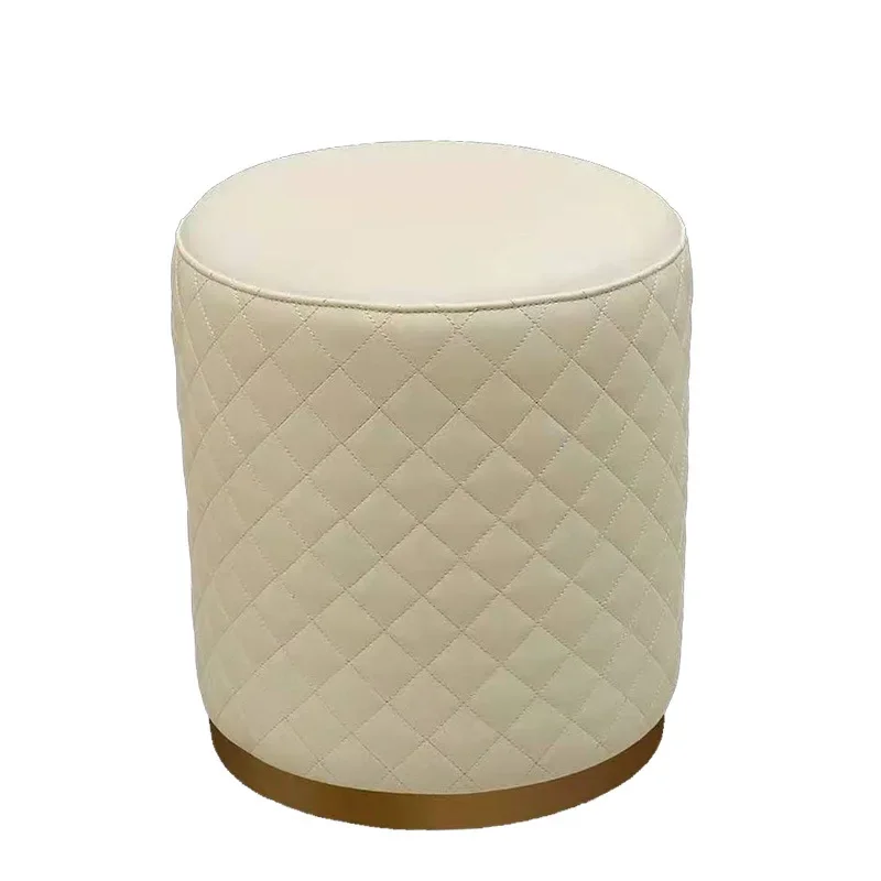 light luxury dressing stool, hotel living room home small round stool fashionable leisure leather pier shoe changing stool