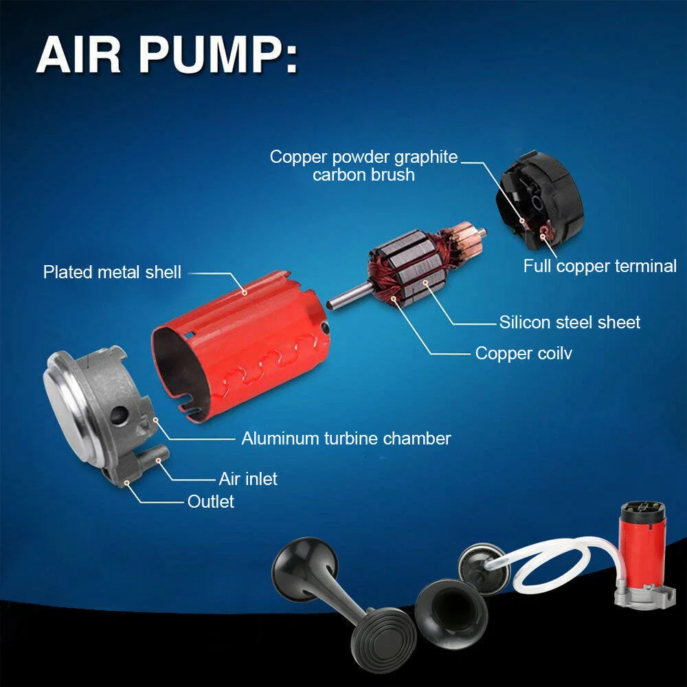 

Автомобильные рожки 12 В, сверхмощные пластиковые трубы и высокопроизводительный компрессор, мощные и прочные воздушные рожки