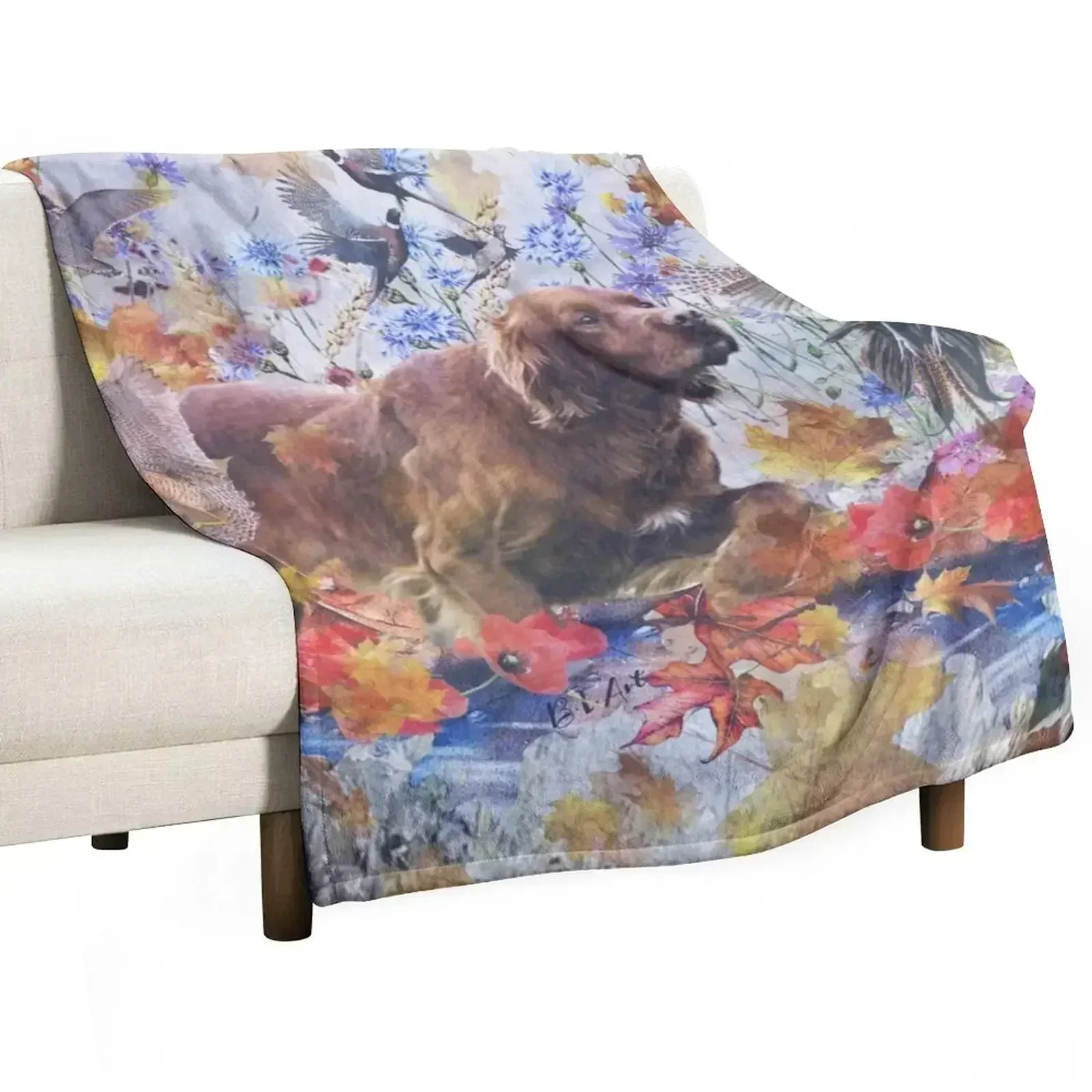 Irish Setter hunting , Art Throw Blanket Beautifuls Luxury Throw Hairys Personalized Gift Loose Vintage Blankets
