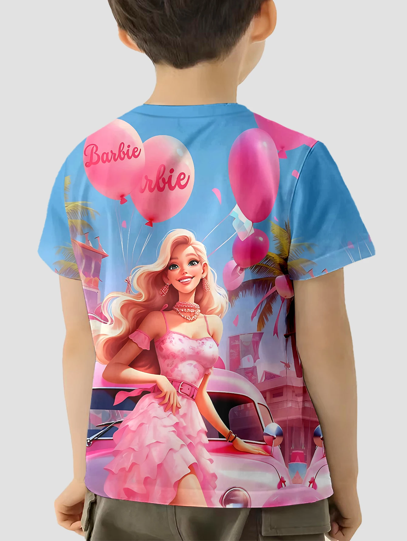 Cartoon Pink B-Barbies Print Baby Clothing 5 to 14 Years Male Outdoor Clothes for Children Boy Girl Child T-Shirt Top Shirts