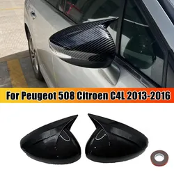 For Peugeot 508 Citroen C4L 2013 2014 2015 2016 Car Rearview Side Mirror Cover Wing Cap Exterior Door Housing Shell Trim Sticker