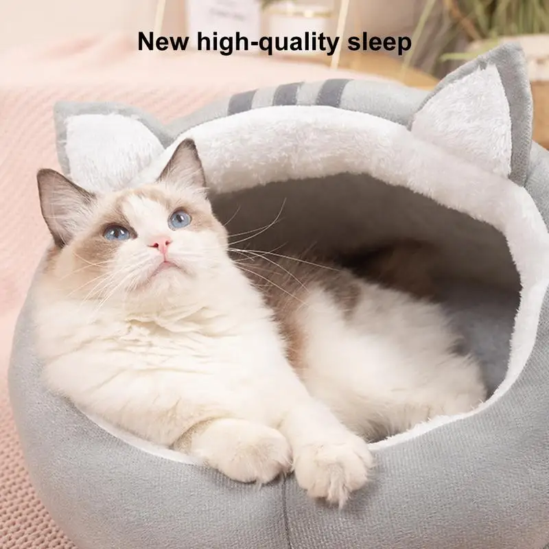 

Cozy Cat Slipper Bed Cute Covered Cat Bed Washable Adorable Warm Soothing Pet Beds With Non-Slip Bottom For Dogs & Cats