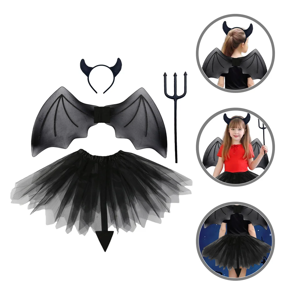 

1Set Devil Cosplay Accessory Set Halloween Headband Skirt Party Costume Supplies Halloween Costume