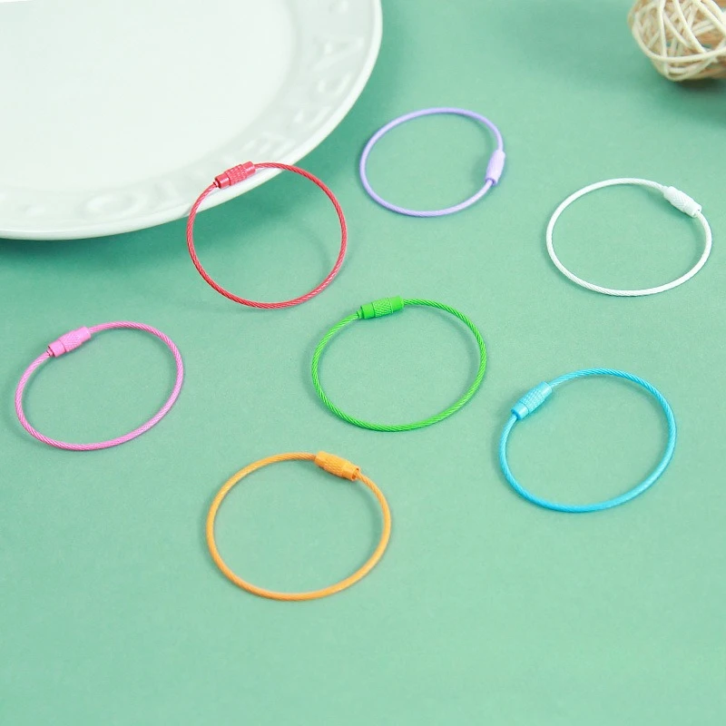 20pcs Colorful Baked Paint Stainless Steel Wire Ring DIY Handmade Accessory Material Keychain