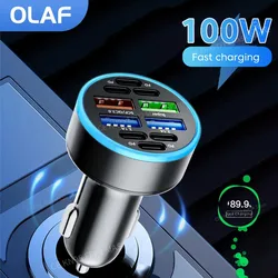 100W Car Charger Multi Ports USB C Car Charger Fast Charging PD USB Type C Car Quick Charger Adapter For iPhone Samsung Xiaomi