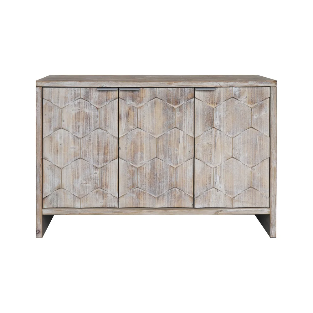 Accent Farmhouse Style 3 Door Wooden Cabinet Sideboard Buffet Server Cabinet Storage Cabinet, for Living Room