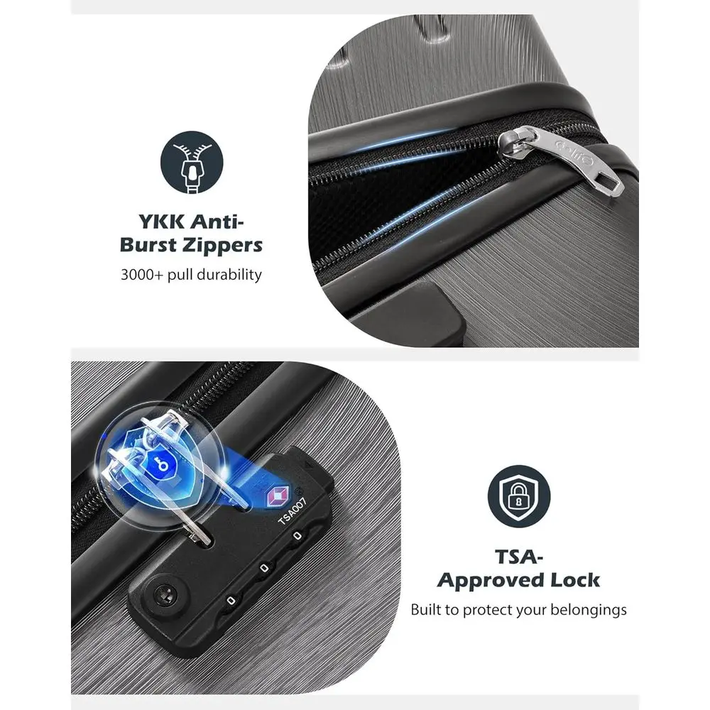 طقم حقيبة صلبة مكون من 3 قطع مع قفل TSA، خفيف الوزن، برتقالي #6