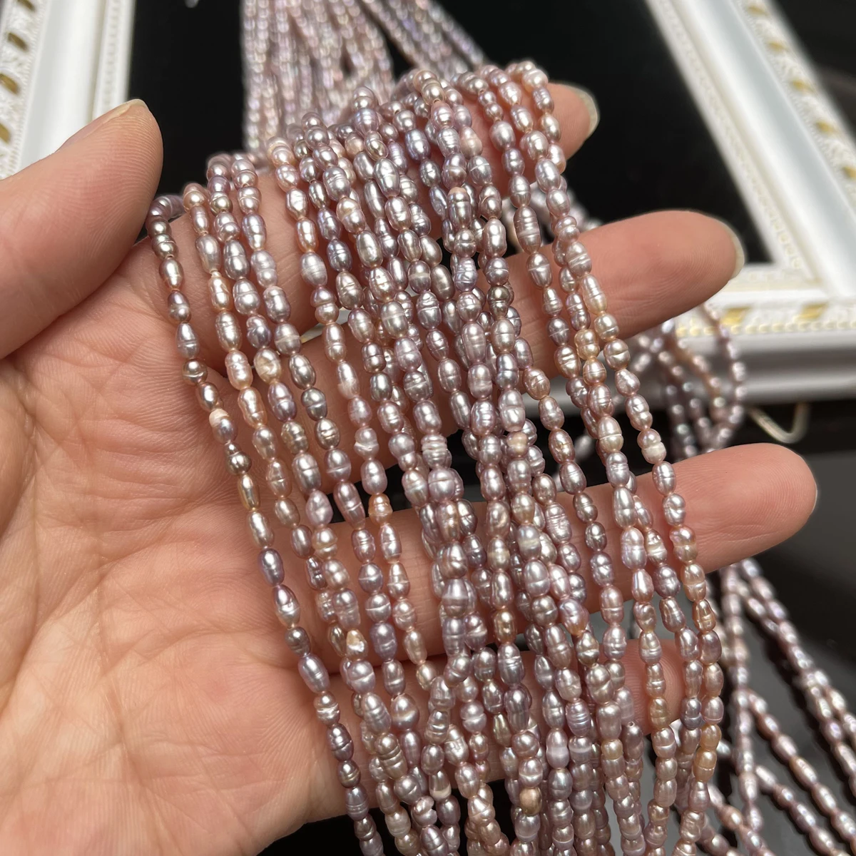 A Rice Pearl Natural Freshwater Pearl Purple Threaded Pearl For Jewelry Making DIY Earrings Necklace Bracelet Accessory