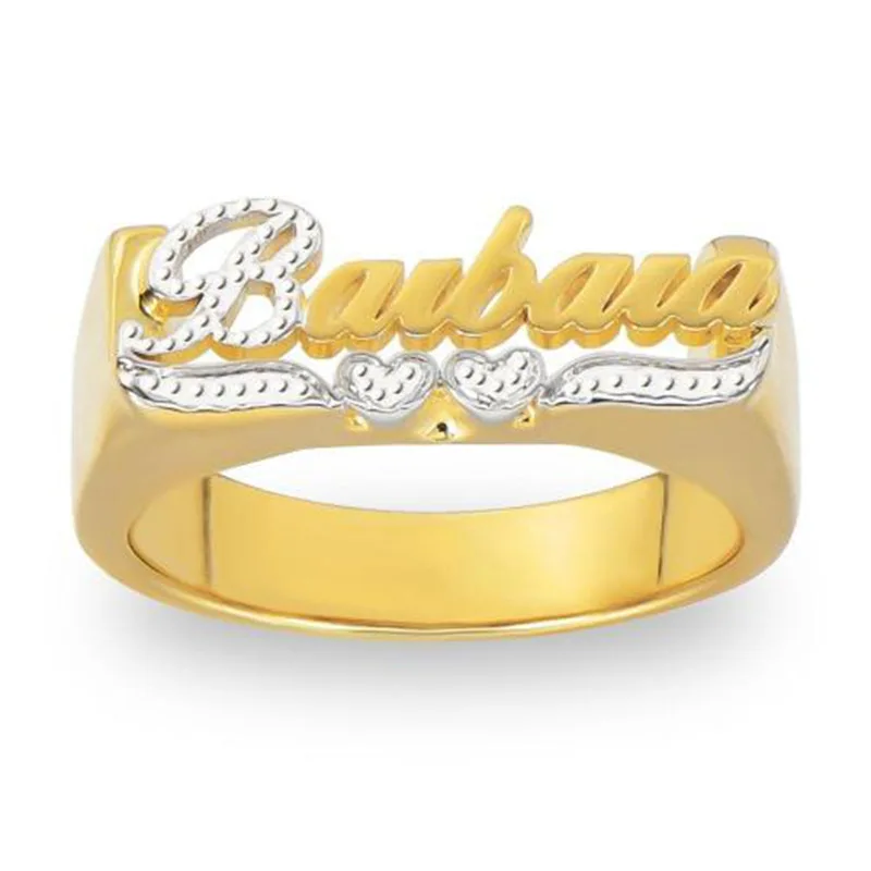 DOREMI Personalized Gift Jewelry Letters Two tone Electroplated 3D Ring Handmade Customized Name Ring Gift