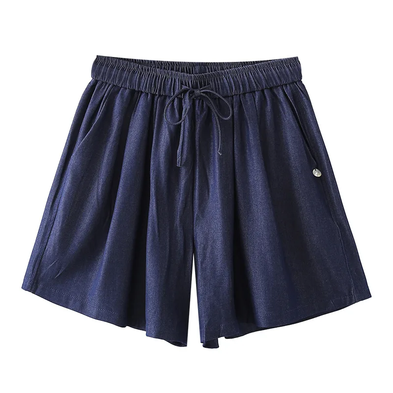 Летние широкие джинсы, новые минималистичные и повседневные тонкие джинсовые шорты из лиоцелла для женщин больших размеров, 100 кг