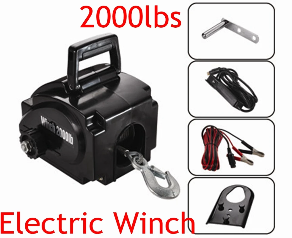 12v 2000lbs Portable Marine/Yacht Electric Winch Rubber Boat Tractor Hoist