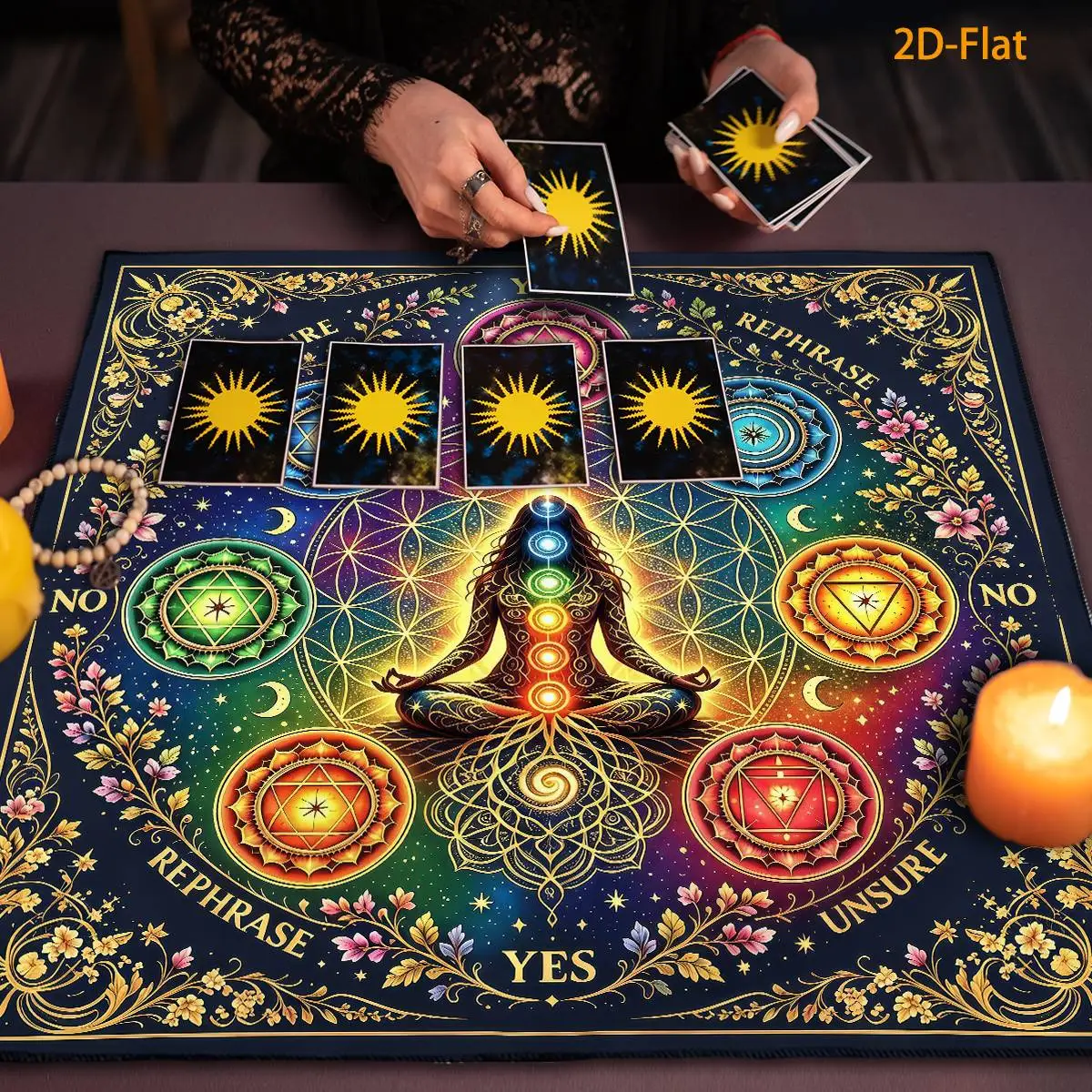 Seventh Chakra Tarot Tard Tablecloth Life Flower Divination Tablecloth Spiritual Practice Altar Cloth Beginner Divination Tools