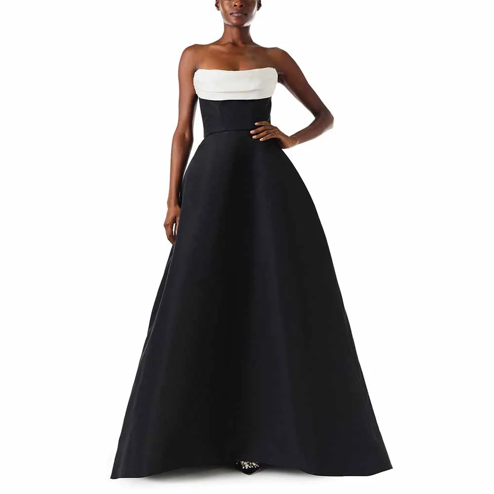 

Black Satin Prom Dresses for Women 2025 Strapless A Line Sleeveless Elegant Prom Gowns Long Floor Length Formal Party Dress