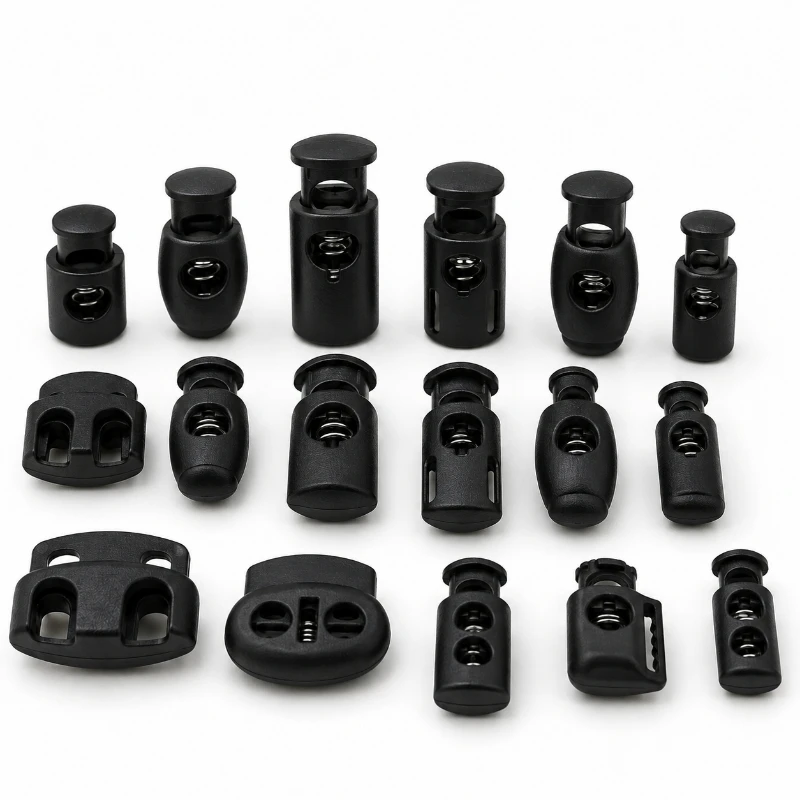 50/100Pcs Plastic Drawstring Cord Lock Jacket Black Spring Stopper Toggle Buckle Hoodie Backpack Rope Buckles Sewing Accessories