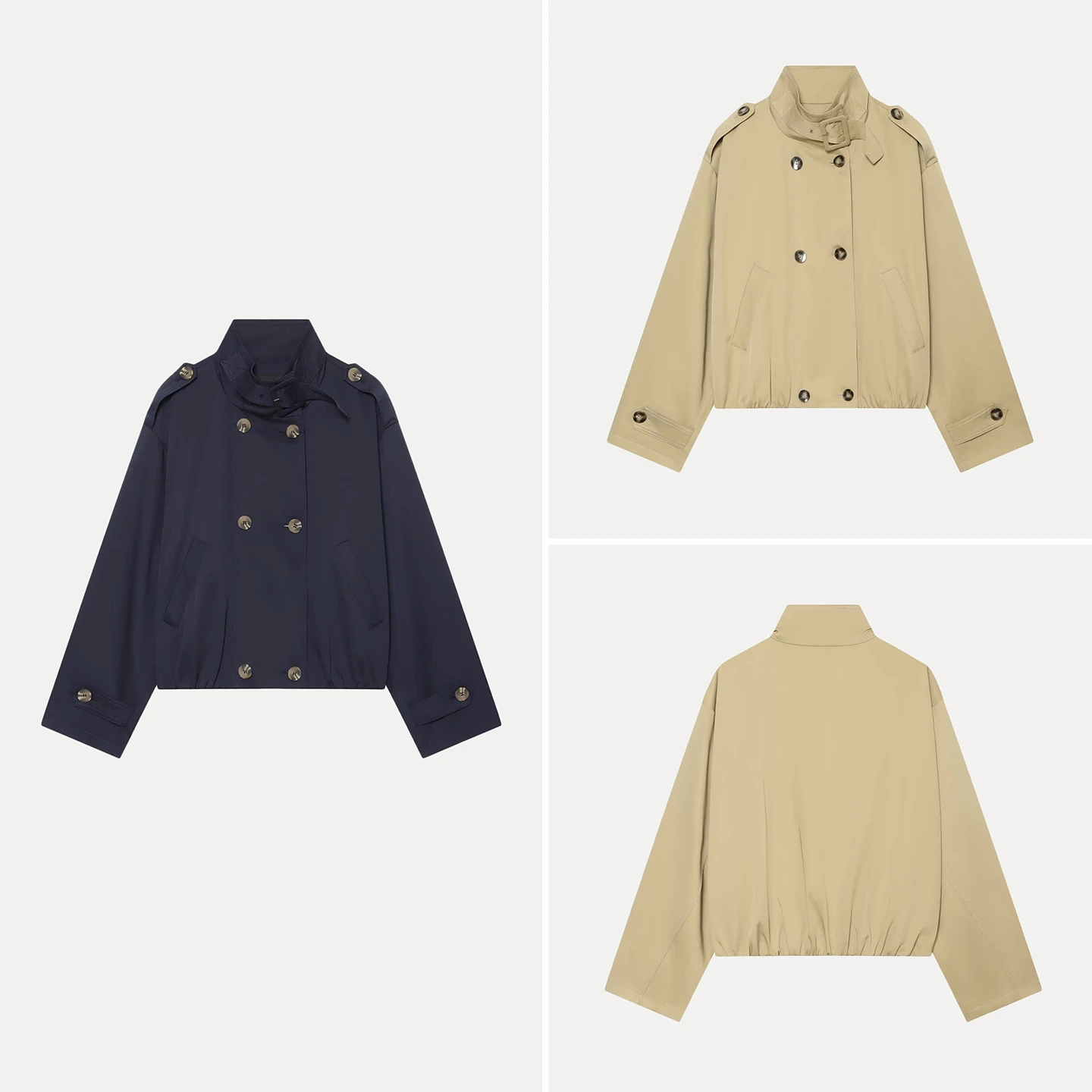 Fashionable Short Double-Buttoned Stand-Collar Windbreaker Women's Jacket 2026 New Summer Clothing Versatile Daily Wear