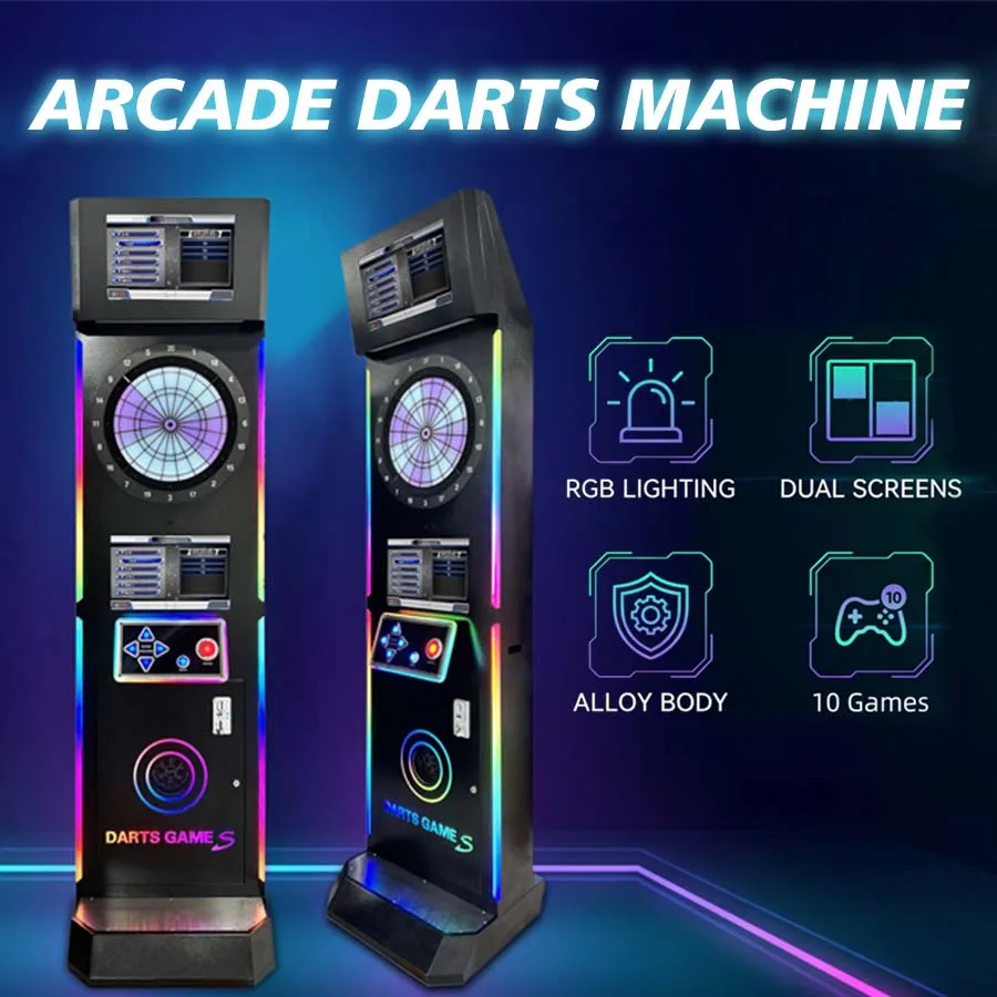 Bar Entertainment Arcade Dart Machine Alloy Body Impact-resistant Standing Electronic Dartboard Coin Operated Dart Game
