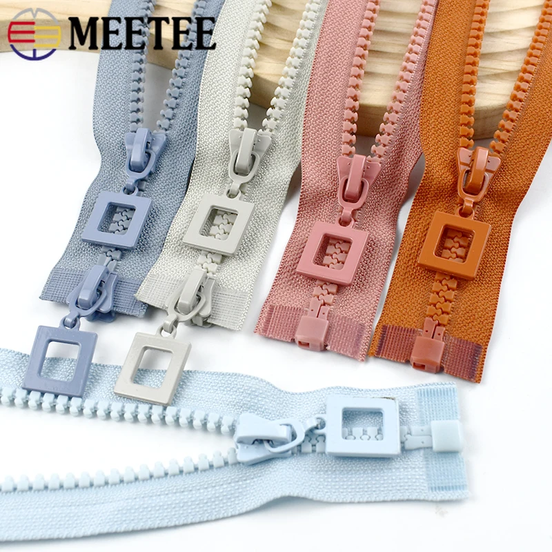 8# Resin Zippers for Jackets 80-120cm Single/Double Slider Open-End Zips DIY Down Coat Bag Zipper Repair Kit Accessories