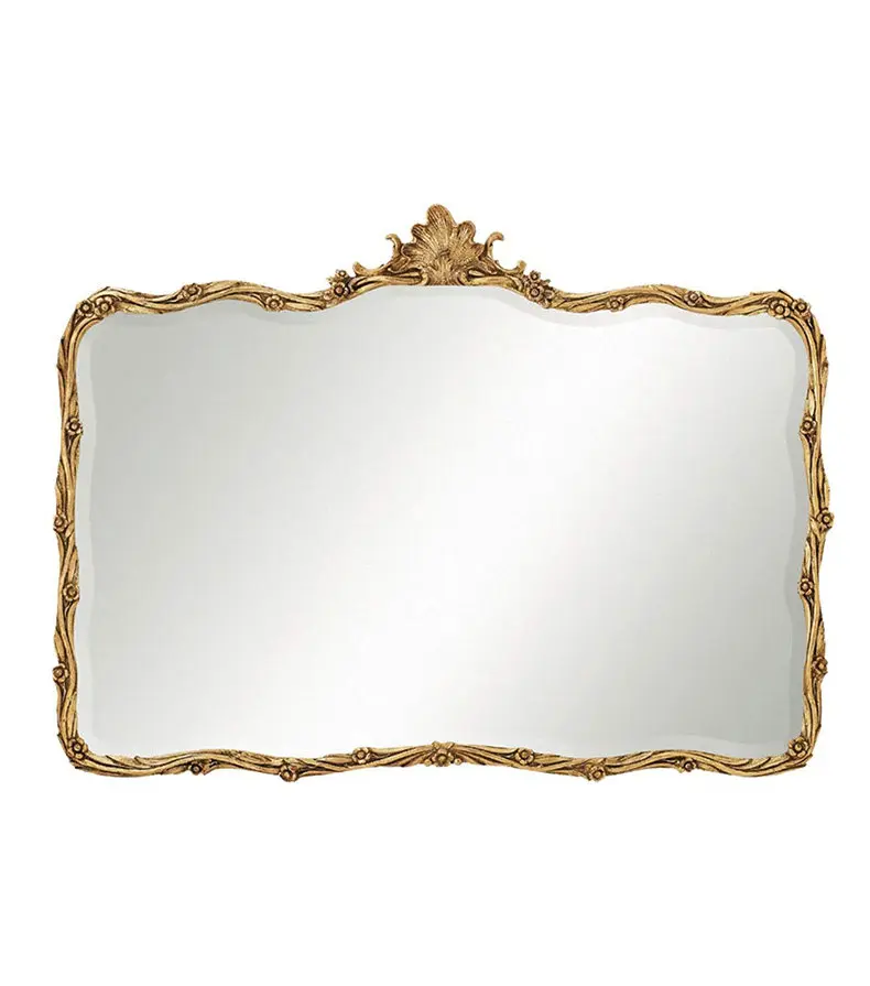 CC Customized square retro bathroom mirror living room wall hanging French carved decorative mirror makeup mirror
