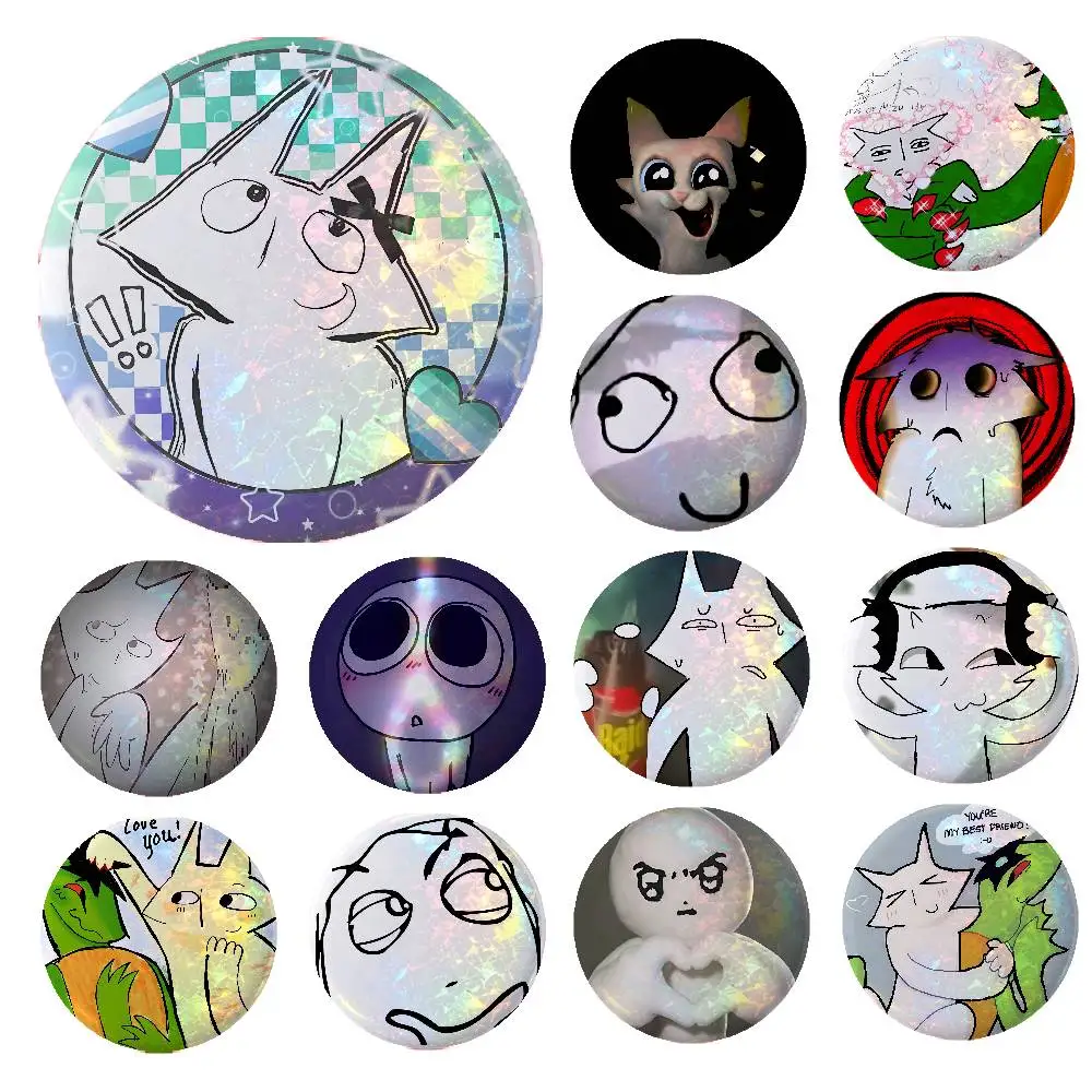 H-HouseS Of P-PusoS Anime Game Laser Double Flash Tinplate Badge Cartoon Character Pin Brooch Fan Collectible Cosplay Merchandis