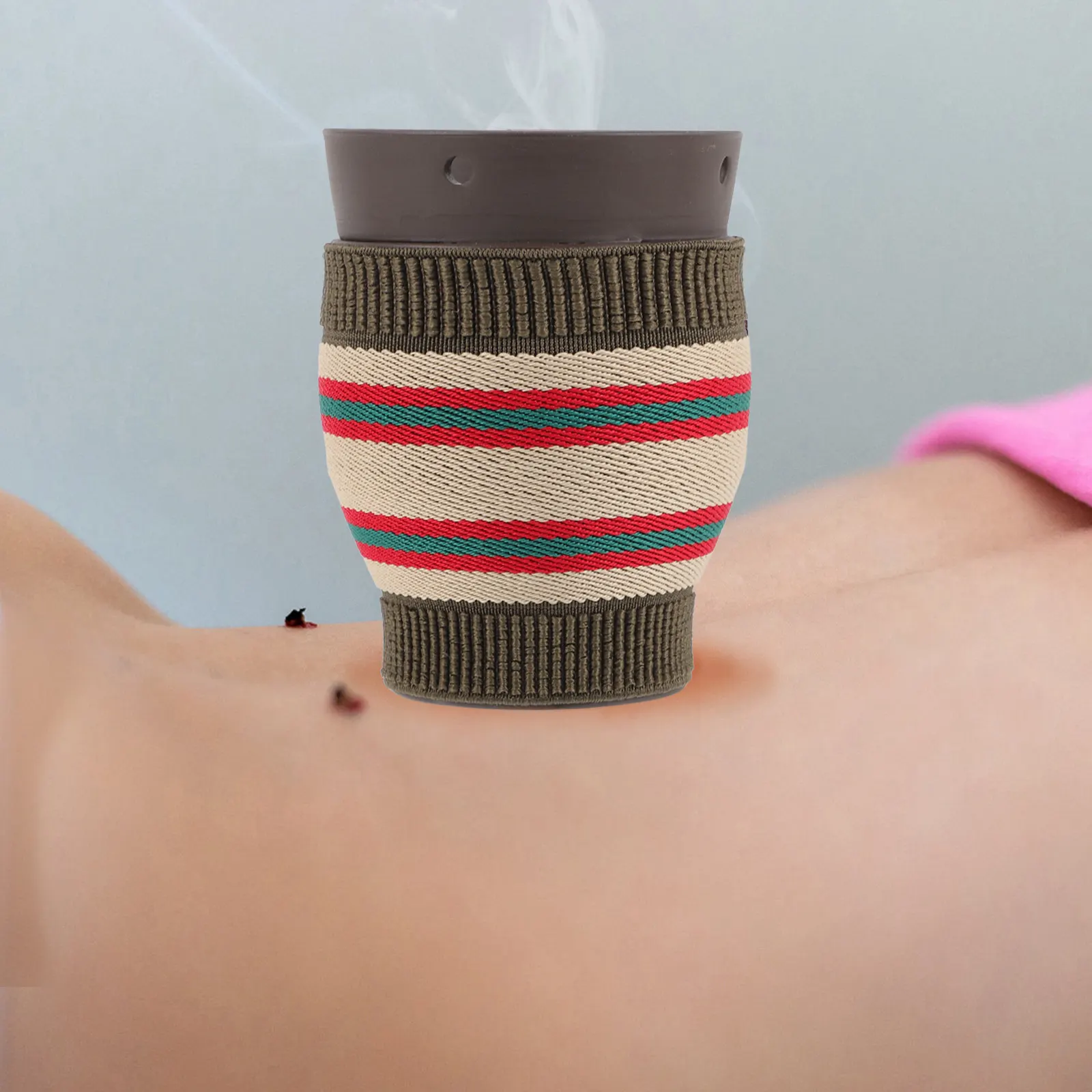 1Set Ceramic Moxibustion Cup Purple Clay Heat Insulation Double Layer Portable Moxibustion Pot for Body Care Elderly Wellness