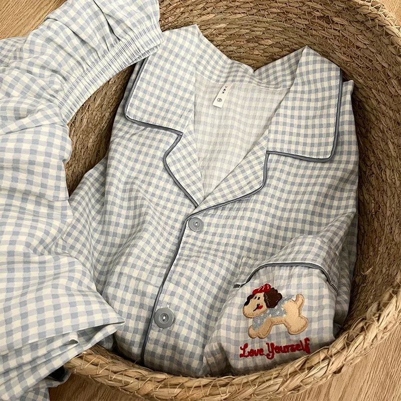 

Cartoon Dog Print Cotton Pajamas Men's Summer New Sle ort Sve Tee-piece Set Loose Fit Home Clothes Youth Casual Wear