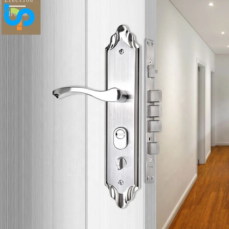 Aluminium Alloy Stainless Steel Interior Wooden Bedroom Living Room Mechanical Security Lockset Handle Door Lever Lock with Key