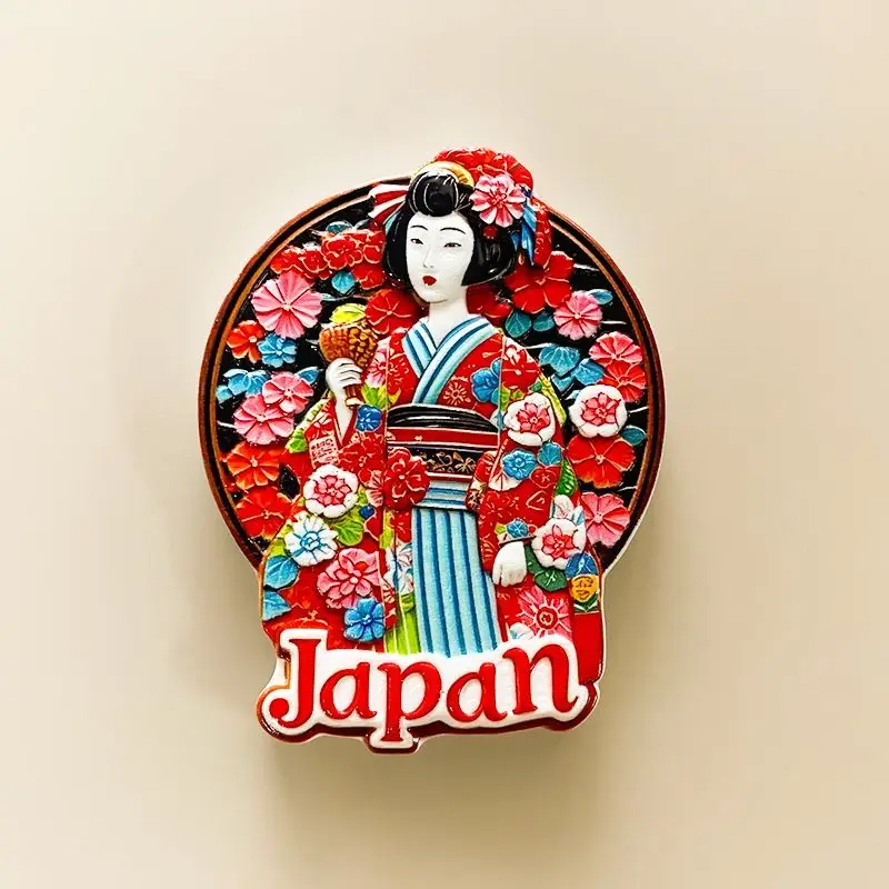 

Japanese Geisha & Floral Circular Fridge Magnet, Cute Home Decor Refrigerator Accessory for Room Decoration