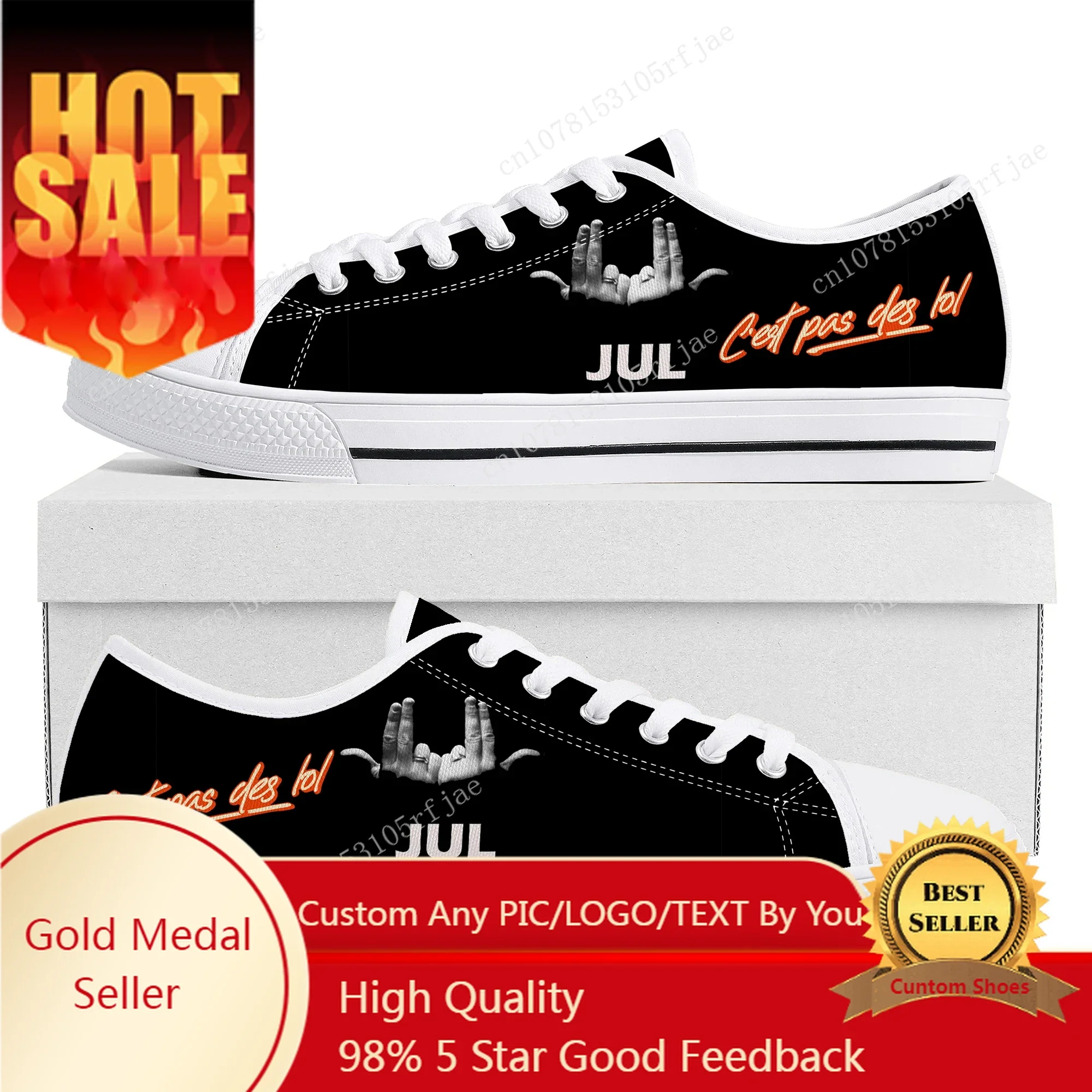 

Popular Rapper JuL Low Top Sneakersh Womens Mens Teenager Fashion Bespoke Canvas Sneaker Couple Custom Built Shoes