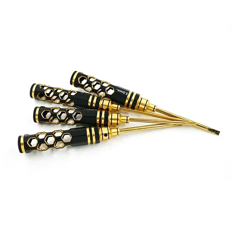 ไขควงแฉก 4/5 มม. ไขควงปากแบน 4/5 มม. ด้ามจับอะลูมิเนียมอัลลอยด์กันลื่น ชุดเครื่องมือประแจสำหรับเฮลิคอปเตอร์บังคับวิทยุ