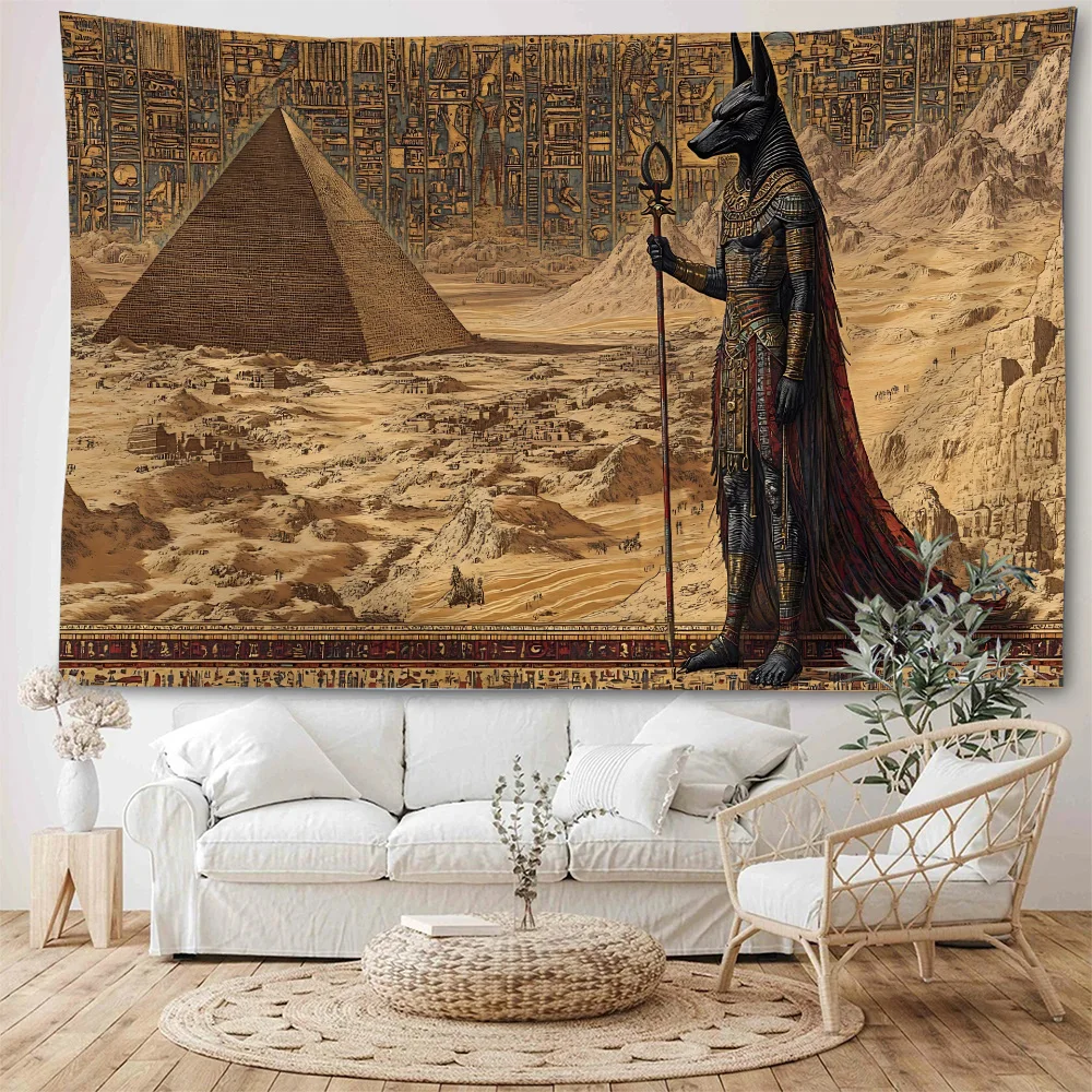 Egyptian Pyramid Pharaoh Anubis, Guardian of the Egyptian Queen, Decorative Tapestry, Egyptian Mythology, Home Decoration