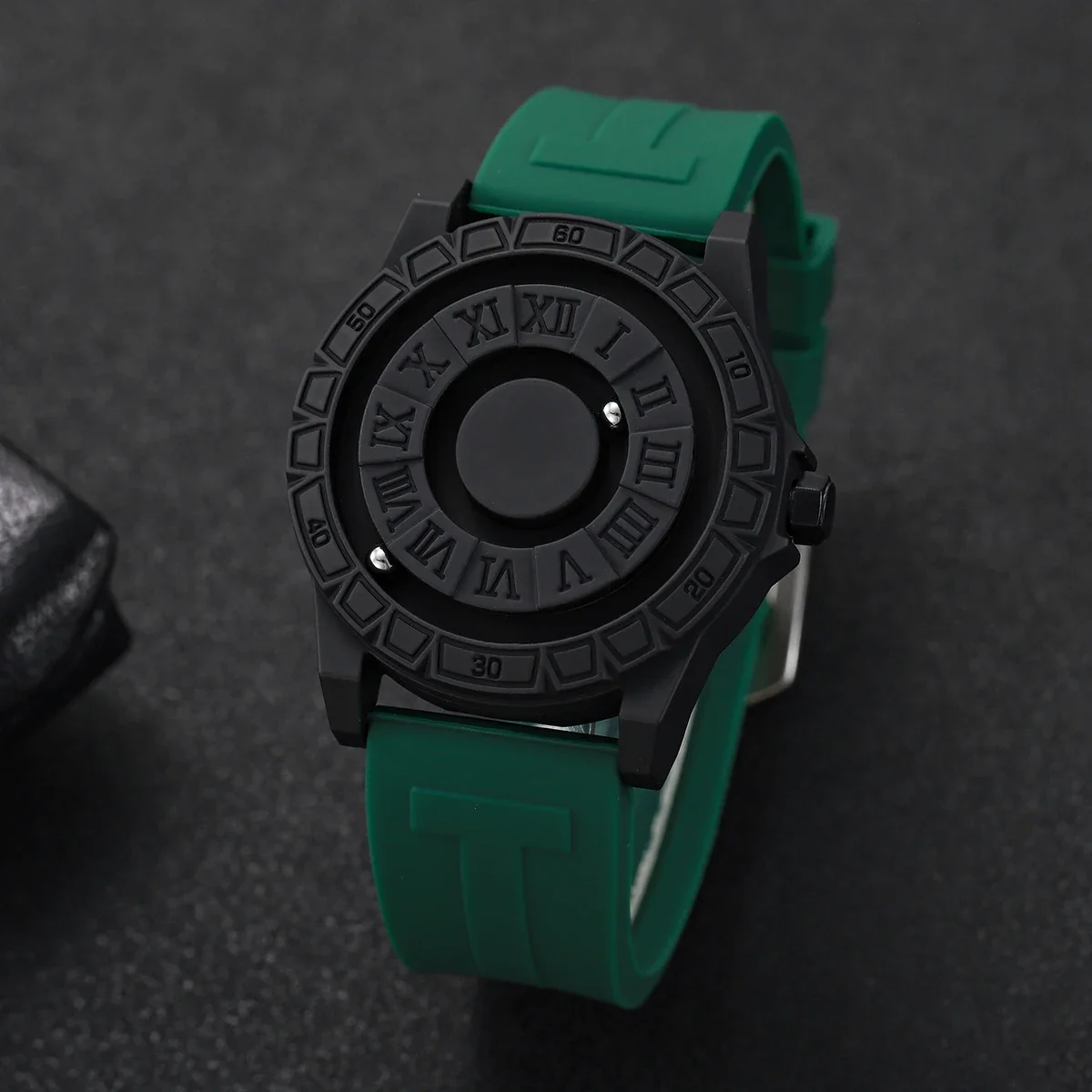 Reloj de pulsera con correa de silicona para Hombre con suspensión magnética a la moda, Reloj de cuarzo con esfera romana de negocios, Reloj para Hombre (sin caja)