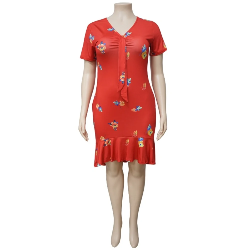 Plus Size Slim Ruffle Floral Sukienki damskie Sehe Fashion
