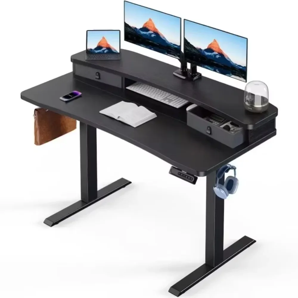 48″ x 24″ Electric Standing Desk w/2 Drawers, C-Clamp Mount Compatible, Height Adjustable Computer Home/Office Stand Up Desk