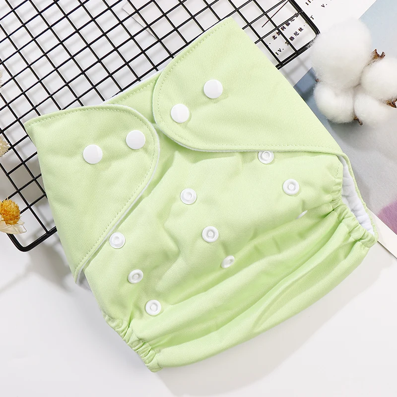 AIO 1PCS Ecology Cloth Diapers Baby Diaper Reusable Waterproof Panties Solid Color Cloth Nappies For 0-3 Year Baby