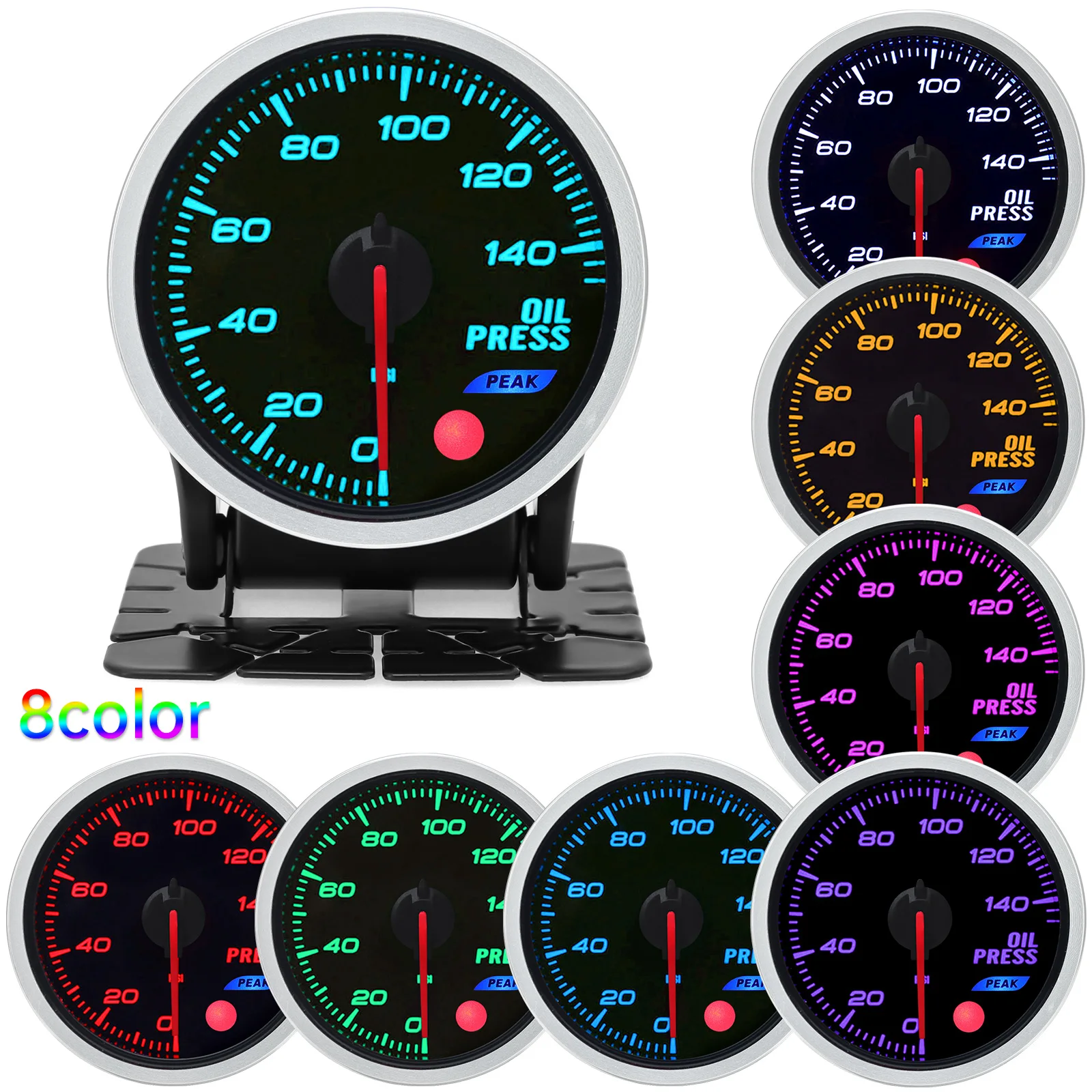 Boost 3.0 Bar Turbo Pressure Gauge 8 Color Backight 52mm Voltmeter/Water temp/Oil Press /Exhaust gas temp gauge Car meter 12V