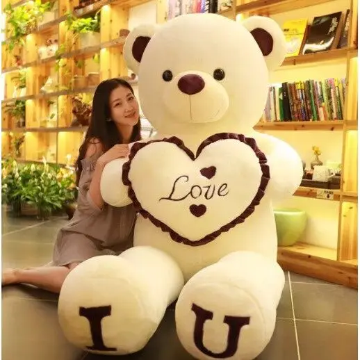 80 100 cm große ICH LIEBE DICH Bär Herz Plüsch Spielzeug Schöne Gefüllte Weiche Kissen Puppe Kinder Spielzeug Geburtstag Freundin Valentinstag geschenk