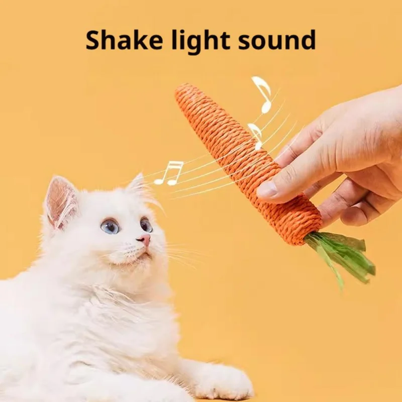 

2025 Cat Toy Carrot Sound Pet Products Bite Resistant Paper Rope Scratcher Clean Teeth Interactive Cat toy
